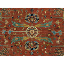 Load image into Gallery viewer, 10&#39;x10&#39; Rust Red, Antiqued Fine Heriz Re-creation, Natural Dyes Dense Weave, Soft Wool Hand Knotted, Round Oriental Rug FWR540702