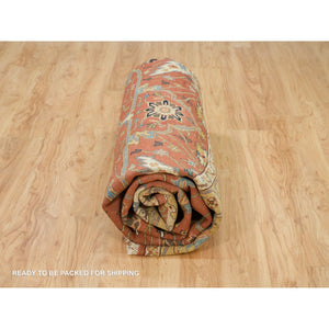 10'x10' Rust Red, Antiqued Fine Heriz Re-creation, Natural Dyes Dense Weave, Soft Wool Hand Knotted, Round Oriental Rug FWR540702