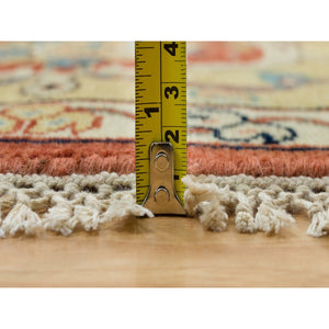 10'x10' Rust Red, Antiqued Fine Heriz Re-creation, Natural Dyes Dense Weave, Soft Wool Hand Knotted, Round Oriental Rug FWR540702