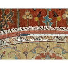 Load image into Gallery viewer, 10&#39;x10&#39; Rust Red, Antiqued Fine Heriz Re-creation, Natural Dyes Dense Weave, Soft Wool Hand Knotted, Round Oriental Rug FWR540702