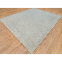 Load image into Gallery viewer, 12&#39;x14&#39;10&quot; Platinum Gray, Plain and Simple 100% Wool Hand Woven, Cord Collection, Flat Weave with High and Low Pile, Oversized Oriental Rug FWR540720