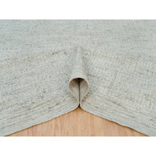 Load image into Gallery viewer, 12&#39;x14&#39;10&quot; Platinum Gray, Plain and Simple 100% Wool Hand Woven, Cord Collection, Flat Weave with High and Low Pile, Oversized Oriental Rug FWR540720