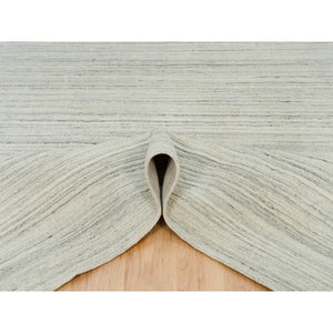 9'1"x12' Alabaster White, Plain, Hand Loomed, Undyed 100% Wool, Modern Design, Thick and Plush Oriental Rug FWR540756