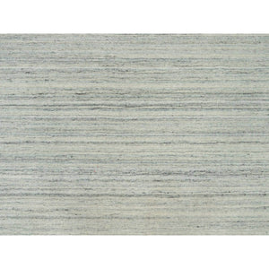 9'1"x12' Alabaster White, Plain, Hand Loomed, Undyed 100% Wool, Modern Design, Thick and Plush Oriental Rug FWR540756