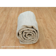 Load image into Gallery viewer, 9&#39;1&quot;x12&#39; Alabaster White, Plain, Hand Loomed, Undyed 100% Wool, Modern Design, Thick and Plush Oriental Rug FWR540756
