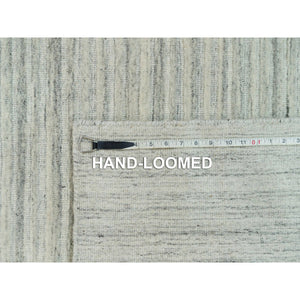 9'1"x12' Alabaster White, Plain, Hand Loomed, Undyed 100% Wool, Modern Design, Thick and Plush Oriental Rug FWR540756