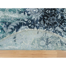 Load image into Gallery viewer, 6&#39;x6&#39; Sapphire Blue, Broken Persian Tabriz Erased Design, Round Hand Knotted Wool And Silk, Oriental Rug FWR540792