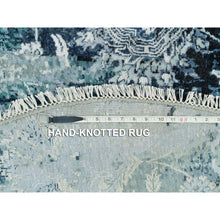 Load image into Gallery viewer, 6&#39;x6&#39; Sapphire Blue, Broken Persian Tabriz Erased Design, Round Hand Knotted Wool And Silk, Oriental Rug FWR540792