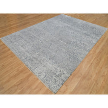 Load image into Gallery viewer, 8&#39;9&quot;x11&#39;10&quot; Porcelain White, Tone On Tone, Damask Design, Hand Knotted Wool And Plant Based Silk, Oriental Rug FWR540798