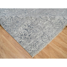Load image into Gallery viewer, 8&#39;9&quot;x11&#39;10&quot; Porcelain White, Tone On Tone, Damask Design, Hand Knotted Wool And Plant Based Silk, Oriental Rug FWR540798