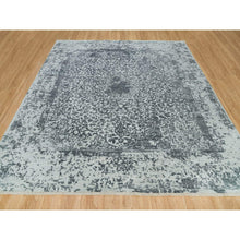 Load image into Gallery viewer, 10&#39;x10&#39; Misty And Nevada Gray, Square Wool And Silk, Broken Persian Design, Hand Knotted Oriental Rug FWR540804
