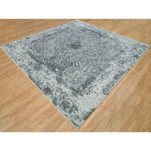Load image into Gallery viewer, 10&#39;x10&#39; Misty And Nevada Gray, Square Wool And Silk, Broken Persian Design, Hand Knotted Oriental Rug FWR540804