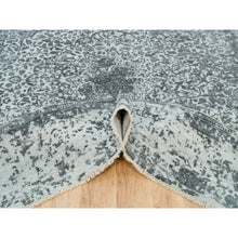 Load image into Gallery viewer, 10&#39;x10&#39; Misty And Nevada Gray, Square Wool And Silk, Broken Persian Design, Hand Knotted Oriental Rug FWR540804