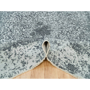 10'x10' Misty And Nevada Gray, Square Wool And Silk, Broken Persian Design, Hand Knotted Oriental Rug FWR540804
