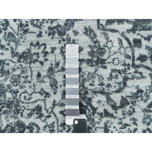 10'x10' Misty And Nevada Gray, Square Wool And Silk, Broken Persian Design, Hand Knotted Oriental Rug FWR540804