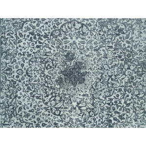 10'x10' Misty And Nevada Gray, Square Wool And Silk, Broken Persian Design, Hand Knotted Oriental Rug FWR540804