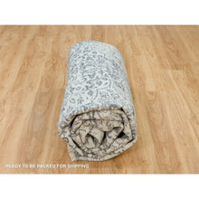 Load image into Gallery viewer, 10&#39;x10&#39; Misty And Nevada Gray, Square Wool And Silk, Broken Persian Design, Hand Knotted Oriental Rug FWR540804