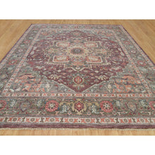 Load image into Gallery viewer, 14&#39;x14&#39; Mahogany Red, Vegetable Dyes, Natural Wool, Heriz Revival, Thick and Plush Soft Pile, Hand Knotted,Square Oriental Rug FWR540816