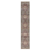 Load image into Gallery viewer, 2&#39;7&quot;x14&#39; Cordovan Red and Cloud Gray, Natural Dyes, Organic Wool, Soft and Vibrant Pile, Heriz Revival, Hand Knotted Runner Oriental Rug FWR540828