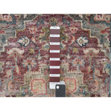 Load image into Gallery viewer, 2&#39;7&quot;x14&#39; Cordovan Red And Cloud Gray, Natural Dyes, Organic Wool, Soft And Vibrant Pile, Heriz Revival, Hand Knotted Runner Oriental Rug FWR540828
