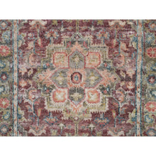Load image into Gallery viewer, 2&#39;7&quot;x14&#39; Cordovan Red And Cloud Gray, Natural Dyes, Organic Wool, Soft And Vibrant Pile, Heriz Revival, Hand Knotted Runner Oriental Rug FWR540828