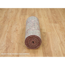 Load image into Gallery viewer, 2&#39;7&quot;x14&#39; Cordovan Red And Cloud Gray, Natural Dyes, Organic Wool, Soft And Vibrant Pile, Heriz Revival, Hand Knotted Runner Oriental Rug FWR540828