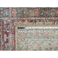 Load image into Gallery viewer, 2&#39;7&quot;x14&#39; Cordovan Red And Cloud Gray, Natural Dyes, Organic Wool, Soft And Vibrant Pile, Heriz Revival, Hand Knotted Runner Oriental Rug FWR540828