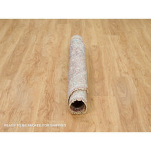 Load image into Gallery viewer, 5&#39;x5&#39; Garnet Red With Ice Gray, Heriz Revival Pure Wool Hand Knotted, Round Soft To The Touch Pile Oriental Rug FWR540852