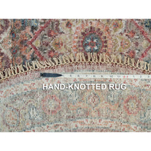 Load image into Gallery viewer, 5&#39;x5&#39; Garnet Red With Ice Gray, Heriz Revival Pure Wool Hand Knotted, Round Soft To The Touch Pile Oriental Rug FWR540852