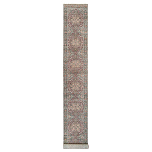 2'6"x19'8" Prune Red, Push and Lush, Heriz Revival Hand Knotted, All Wool, Natural Dyes, Soft Pile Oriental XL Runner Rug FWR540858