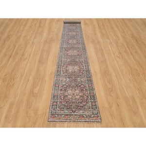 2'6"x19'8" Prune Red, Push and Lush, Heriz Revival Hand Knotted, All Wool, Natural Dyes, Soft Pile Oriental XL Runner Rug FWR540858