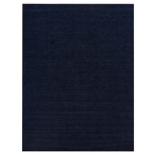 Load image into Gallery viewer, 9&#39;1&quot;x12&#39; Oxford Blue, Plain, Wool and Plant Based Silk, Thick and Plush, Loom Knotted, Oriental Rug FWR540912
