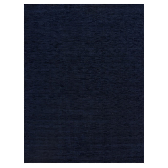 9'x12' Yankees Blue, Thick and Plush Plain Loom Knotted, Wool and Plant Based Silk, Soft Pile Oriental Rug FWR540918