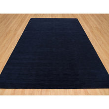 Load image into Gallery viewer, 9&#39;x12&#39; Yankees Blue, Thick and Plush Plain Loom Knotted, Wool and Plant Based Silk, Soft Pile Oriental Rug FWR540918