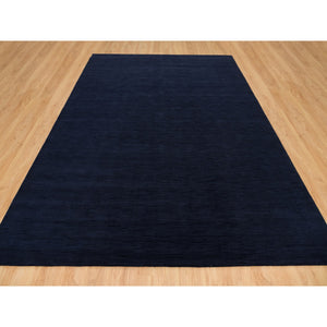 9'x12' Yankees Blue, Thick and Plush Plain Loom Knotted, Wool and Plant Based Silk, Soft Pile Oriental Rug FWR540918