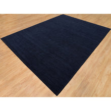Load image into Gallery viewer, 9&#39;x12&#39; Yankees Blue, Thick and Plush Plain Loom Knotted, Wool and Plant Based Silk, Soft Pile Oriental Rug FWR540918