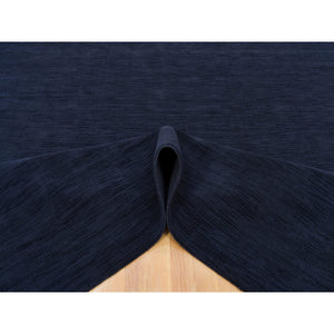 9'x12' Yankees Blue, Thick and Plush Plain Loom Knotted, Wool and Plant Based Silk, Soft Pile Oriental Rug FWR540918
