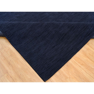 9'x12' Yankees Blue, Thick and Plush Plain Loom Knotted, Wool and Plant Based Silk, Soft Pile Oriental Rug FWR540918