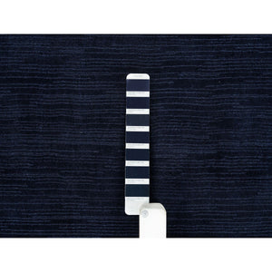 9'x12' Yankees Blue, Thick and Plush Plain Loom Knotted, Wool and Plant Based Silk, Soft Pile Oriental Rug FWR540918