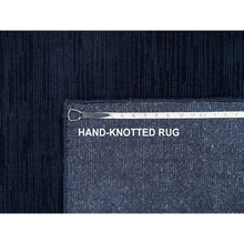 Load image into Gallery viewer, 9&#39;x12&#39; Yankees Blue, Thick and Plush Plain Loom Knotted, Wool and Plant Based Silk, Soft Pile Oriental Rug FWR540918