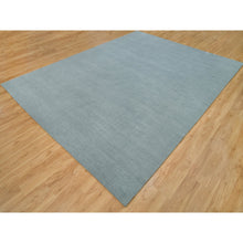 Load image into Gallery viewer, 9&#39;x11&#39;10&quot; Templeton Gray, Loom Knotted Plain Wool and Plant Based Silk, Thick and Plush Soft Pile, Oriental Rug FWR540924