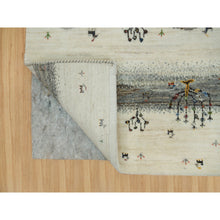 Load image into Gallery viewer, 2&#39;7&quot;x8&#39; Linen White, Lori Buft Gabbeh With Small Animal Figurines, Modern Striae Design, Thick And Plush Soft Pile, 100% Wool, Hand Knotted, Runner Oriental Rug FWR540930