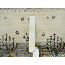 Load image into Gallery viewer, 2&#39;7&quot;x8&#39; Linen White, Lori Buft Gabbeh With Small Animal Figurines, Modern Striae Design, Thick And Plush Soft Pile, 100% Wool, Hand Knotted, Runner Oriental Rug FWR540930