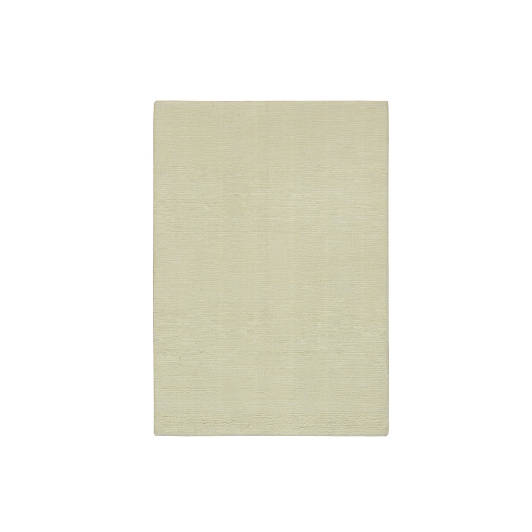 2'x3' Photon White, Thick and Plush, Modern Plain Loom Knotted Wool and Plant Based Silk, Mat Oriental Rug FWR541044