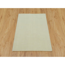 Load image into Gallery viewer, 2&#39;x3&#39; Photon White, Thick and Plush, Modern Plain Loom Knotted Wool and Plant Based Silk, Mat Oriental Rug FWR541044