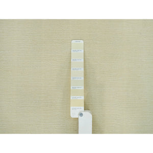 2'x3' Photon White, Thick and Plush, Modern Plain Loom Knotted Wool and Plant Based Silk, Mat Oriental Rug FWR541044
