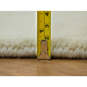 2'x3' Photon White, Thick and Plush, Modern Plain Loom Knotted Wool and Plant Based Silk, Mat Oriental Rug FWR541044