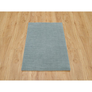 2'x3'1" Stormcloud Gray, Thick and Plush Plain Loom Knotted, Wool and Plant Based Silk, Mat Oriental Rug FWR541050