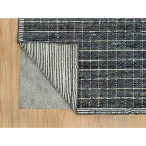 8'x9'10" Charcoal Gray, Modern Natural Wool Box Design, Loomed Knotted With Plain Decor, Oriental Rug FWR541122