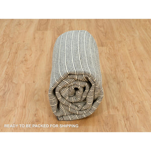 8'x9'10" Charcoal Gray, Modern Natural Wool Box Design, Loomed Knotted With Plain Decor, Oriental Rug FWR541122